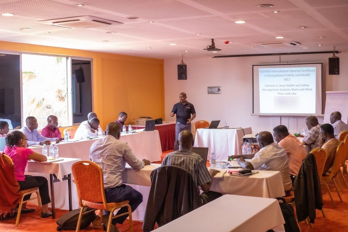 NEBOSH IGC class with delegates from the Ministry of Gender, Labour and Social Development and UMEME